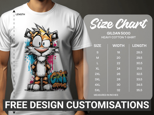 RMA APPAREL Colourful Tiger Unisex T-Shirt Sizes S to 5XL T-Shirt - Grit & Growl White T-Shirts - RMA APPAREL - Roclla Media Apparel Store