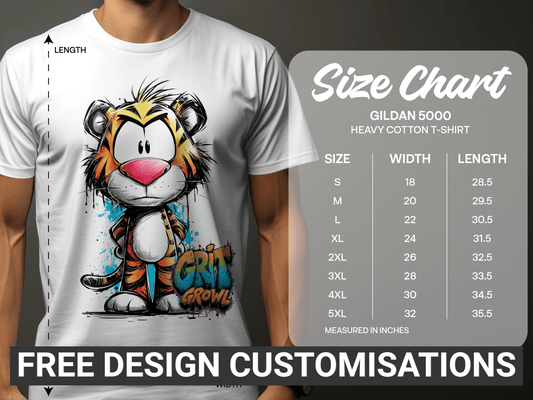RMA APPAREL Colourful Tiger Wildlife Unisex T-Shirt Sizes S - 5XL - Grit & Growl White T-Shirts - RMA APPAREL - Roclla Media Apparel Store