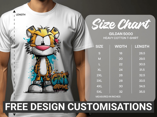 RMA APPAREL Cool Cartoon Tiger Graphic Unisex T-Shirt Sizes S - 5XL - Grit & Growl White T-Shirts - RMA APPAREL - Roclla Media Apparel Store