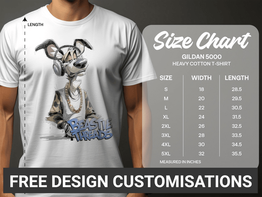 RMA Apparel Cool Dog T-Shirt, Spotted Dog Unisex T-Shirt Sizes S to 5XL - Beastie Threads White T-Shirt - RMA APPAREL - Roclla Media Apparel Store