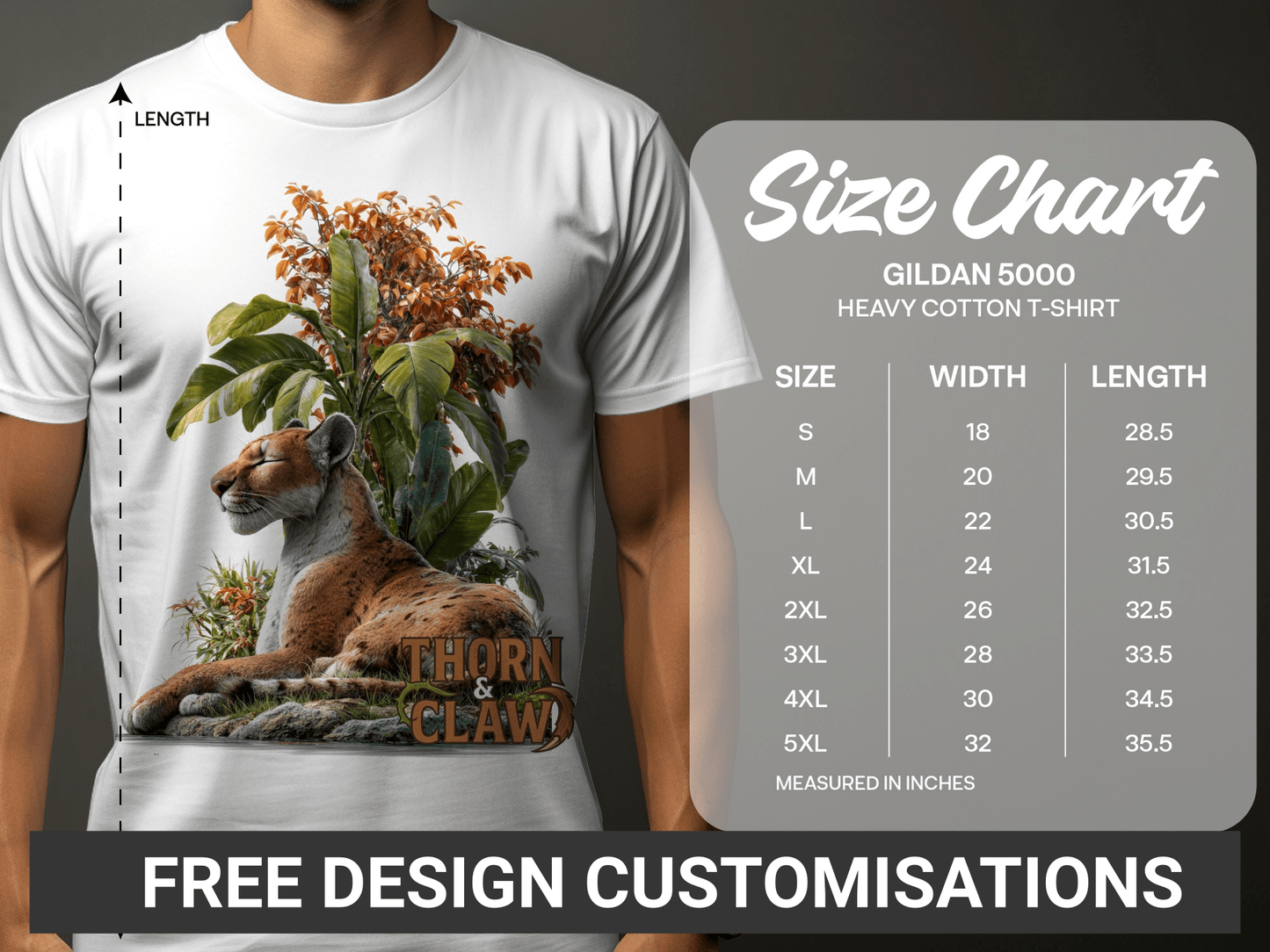 RMA APPAREL Cougar In Nature Scene Unisex Sizes S - 5XL T-Shirt - Thorn & Claw White T-Shirts - RMA APPAREL - Roclla Media Apparel Store