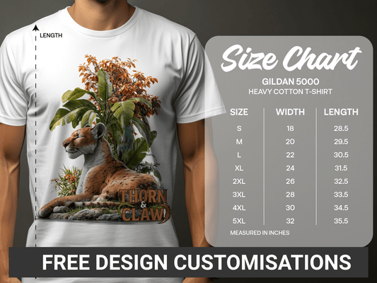 RMA APPAREL Cougar In Nature Scene Unisex Sizes S - 5XL T-Shirt - Thorn & Claw White T-Shirts - RMA APPAREL - Roclla Media Apparel Store