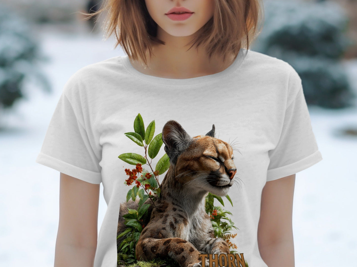 RMA APPAREL Cougar in Nature Unisex T-Shirt Sizes S to 5XL T-Shirt - Thorn & Claw White T-Shirts - RMA APPAREL - Roclla Media Apparel Store