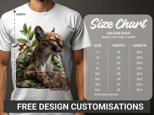 RMA APPAREL Cougar in Nature Unisex T-Shirt Sizes S to 5XL T-Shirt - Thorn & Claw White T-Shirts - RMA APPAREL - Roclla Media Apparel Store