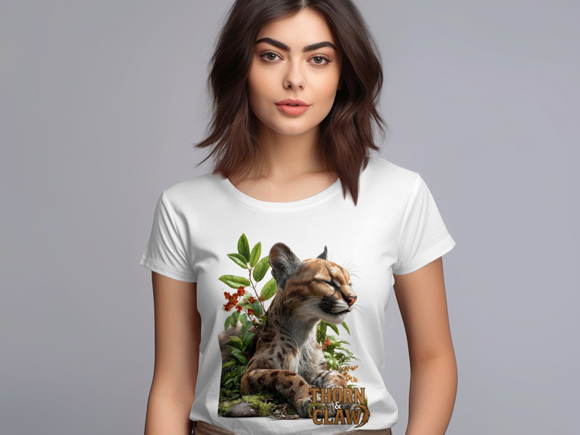 RMA APPAREL Cougar in Nature Unisex T-Shirt Sizes S to 5XL T-Shirt - Thorn & Claw White T-Shirts - RMA APPAREL - Roclla Media Apparel Store