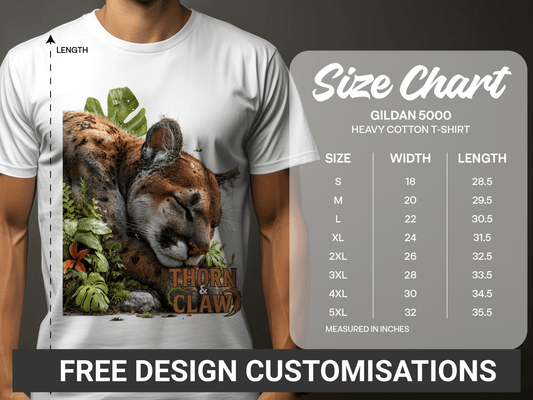 RMA APPAREL Cougar Resting Surrounded By Plants Unisex T-Shirt - Thorn & Claw White T-Shirts - RMA APPAREL - Roclla Media Apparel Store