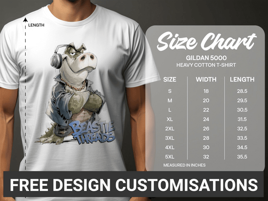 RMA APPAREL Crocodile T-Shirt, Cool Alligator Tee, S - 5XL, Urban Style - Beastie Threads White T-Shirt - RMA APPAREL - Roclla Media Apparel Store
