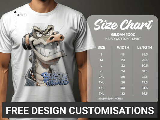RMA APPAREL Crocodile T-Shirt, Mens, Womens, Unisex, Sizes S to 5XL - Beastie Threads White T-Shirt - RMA APPAREL - Roclla Media Apparel Store