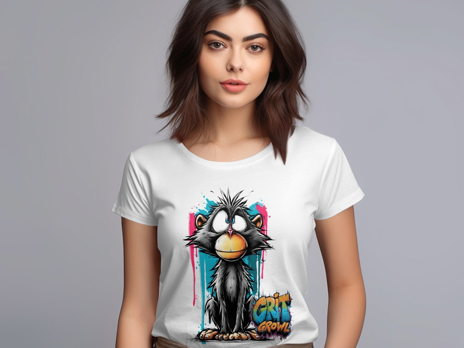 RMA APPAREL Cute Monkey With Colourful Graphic Unisex T-Shirt - Grit & Growl White T-Shirts - RMA APPAREL - Roclla Media Apparel Store