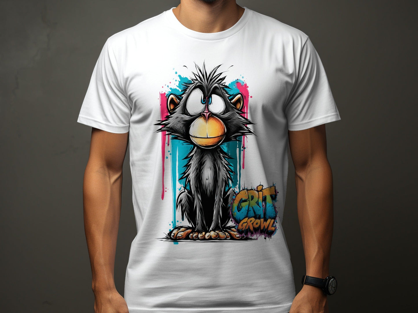 RMA APPAREL Cute Monkey With Colourful Graphic Unisex T-Shirt - Grit & Growl White T-Shirts - RMA APPAREL - Roclla Media Apparel Store