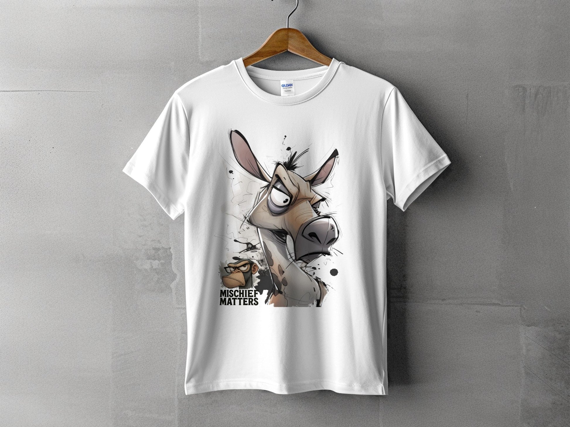 RMA APPAREL Donkey and Monkey T-Shirt, Funny Animal Tee, Sizes S - 5XL - Mischief Matters White T-shirt - RMA APPAREL - Roclla Media Apparel Store
