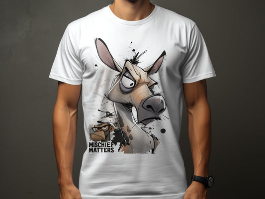 RMA APPAREL Donkey and Monkey T-Shirt, Funny Animal Tee, Sizes S - 5XL - Mischief Matters White T-shirt - RMA APPAREL - Roclla Media Apparel Store
