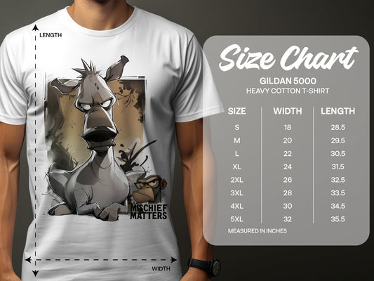 RMA APPAREL Donkey Cartoon T-Shirt, Unisex T-shirt S - 5XL, Animal Tee - Mischief Matters White T-shirt - RMA APPAREL - Roclla Media Apparel Store
