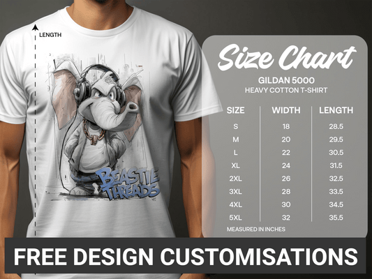 RMA Apparel Elephant DJ T-Shirt, Unisex Sizes S to 5XL, Wildlife Animal - Beastie Threads White T-Shirt - RMA APPAREL - Roclla Media Apparel Store
