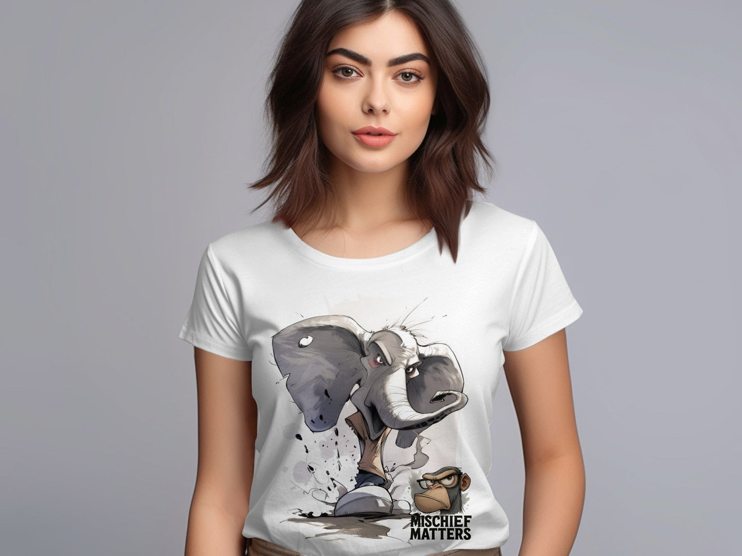 RMA APPAREL Elephant T-Shirt, Mischief Matters, Sizes S - 5XL, Unisex - Mischief Matters White T-shirt - RMA APPAREL - Roclla Media Apparel Store