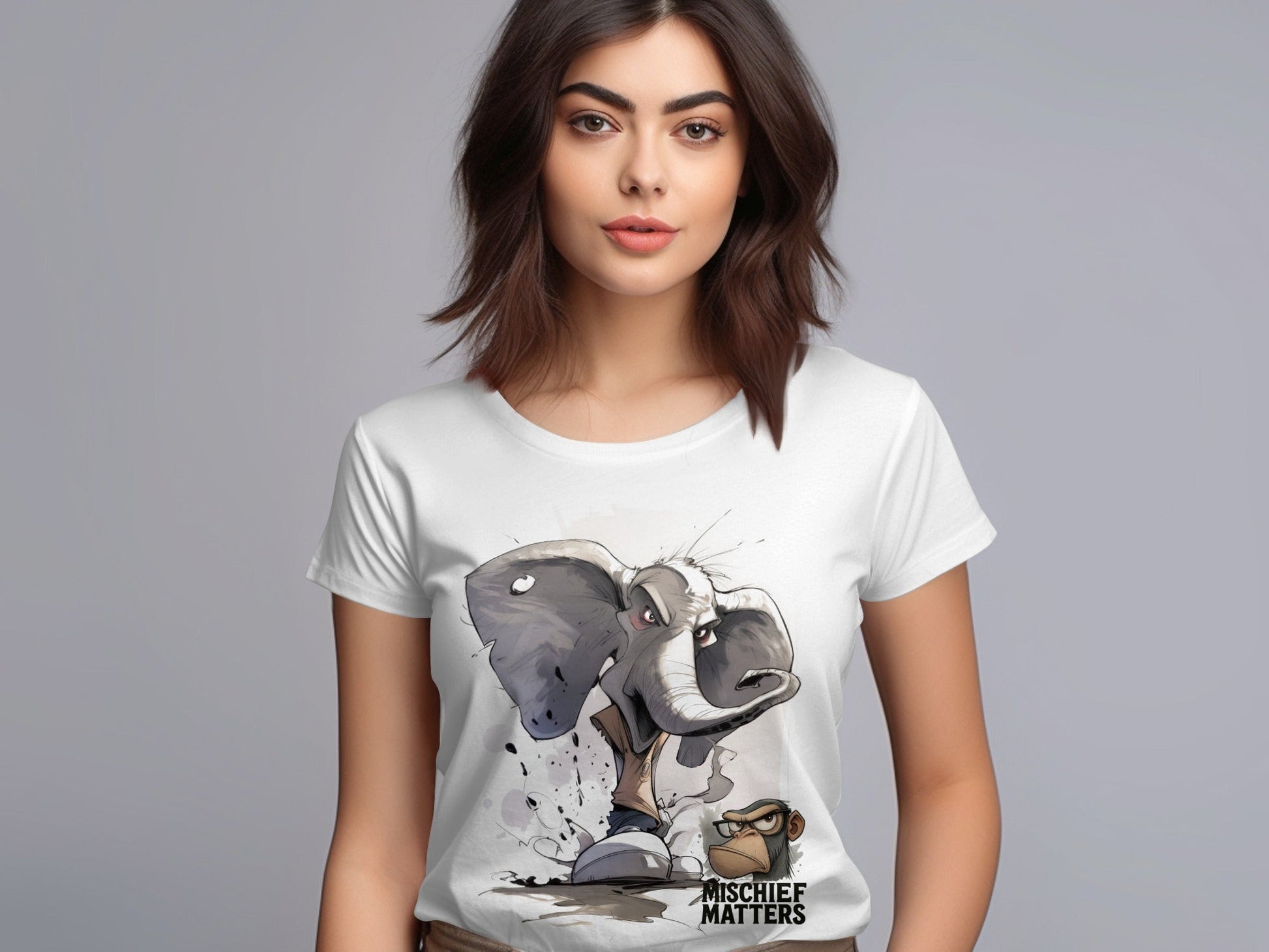 RMA APPAREL Elephant T-Shirt, Mischief Matters, Sizes S - 5XL, Unisex - Mischief Matters White T-shirt - RMA APPAREL - Roclla Media Apparel Store