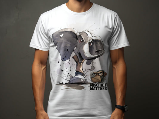RMA APPAREL Elephant T-Shirt, Mischief Matters, Sizes S - 5XL, Unisex - Mischief Matters White T-shirt - RMA APPAREL - Roclla Media Apparel Store