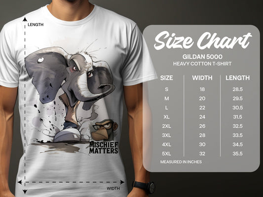RMA APPAREL Elephant T-Shirt, Mischief Matters, Sizes S - 5XL, Unisex - Mischief Matters White T-shirt - RMA APPAREL - Roclla Media Apparel Store