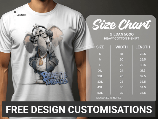 RMA - Apparel Elephant T-Shirt, Music Lover Tee, Unisex Sizes S to 5XL - Beastie Threads White T-Shirt - RMA APPAREL - Roclla Media Apparel Store