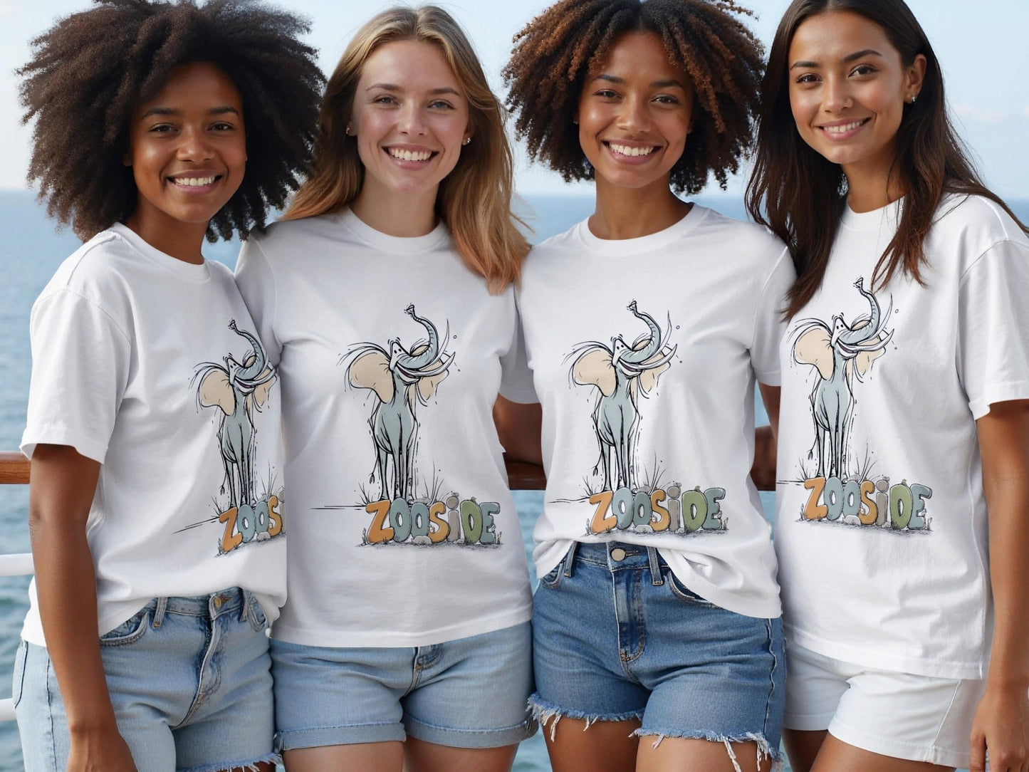 RMA APPAREL Elephant Zooside Mens Womens Unisex T-Shirt Sizes - Zooside White T-Shirts - RMA APPAREL - Roclla Media Apparel Store