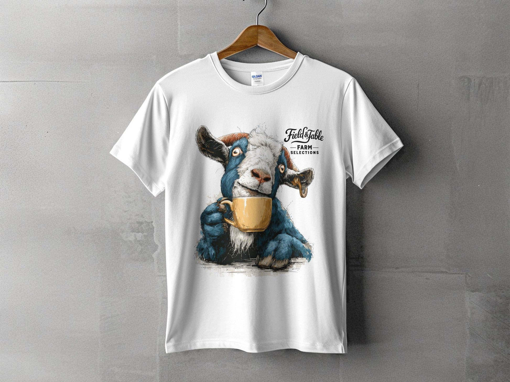 RMA APPAREL Farm Goat Coffee Unisex T-Shirt Sizes S to 5XL T-Shirt - Field&Fable White T-Shirt - RMA APPAREL - Roclla Media Apparel Store