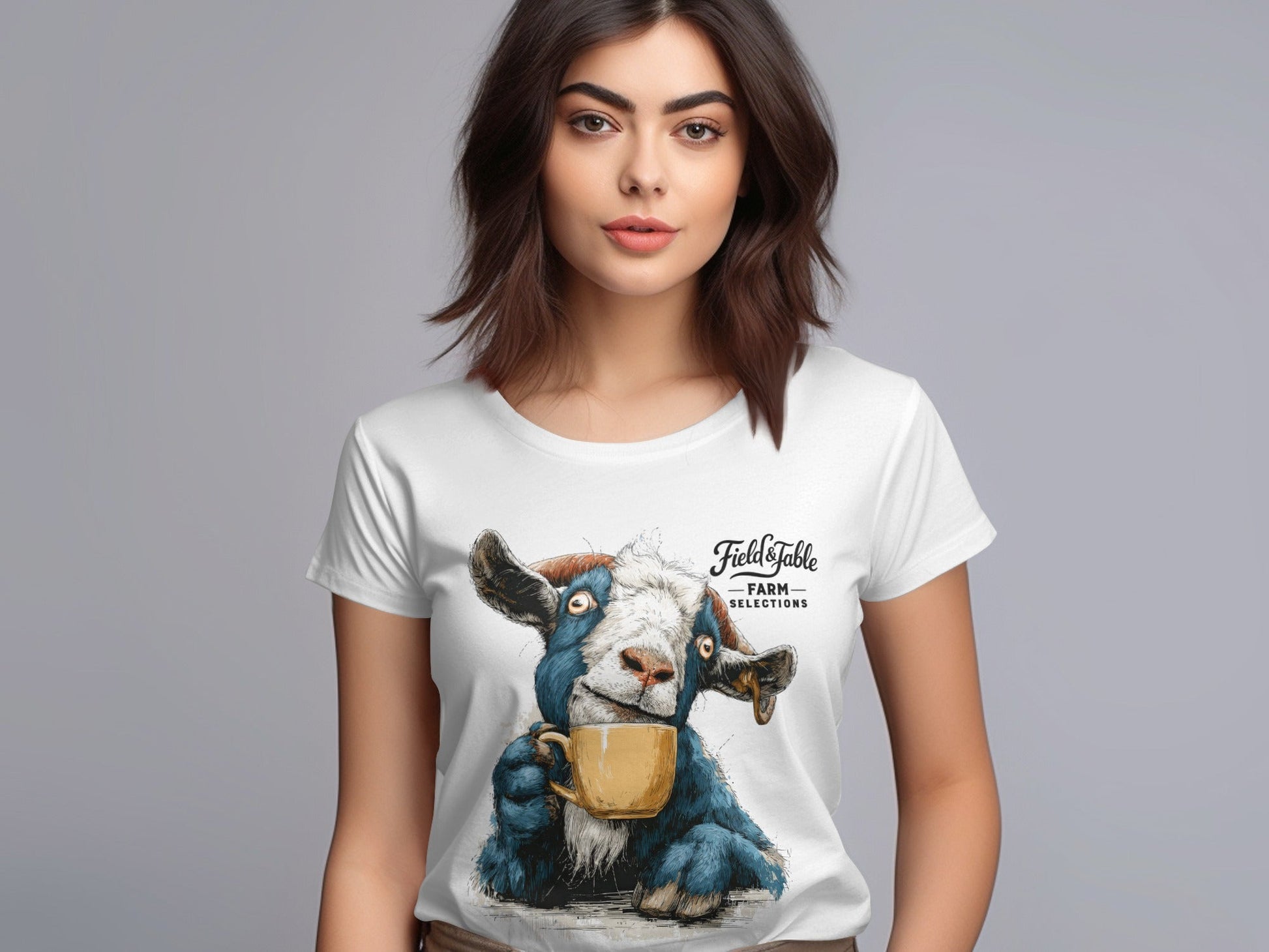 RMA APPAREL Farm Goat Coffee Unisex T-Shirt Sizes S to 5XL T-Shirt - Field&Fable White T-Shirt - RMA APPAREL - Roclla Media Apparel Store