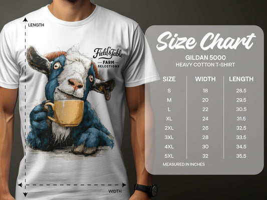RMA APPAREL Farm Goat Coffee Unisex T-Shirt Sizes S to 5XL T-Shirt - Field&Fable White T-Shirt - RMA APPAREL - Roclla Media Apparel Store