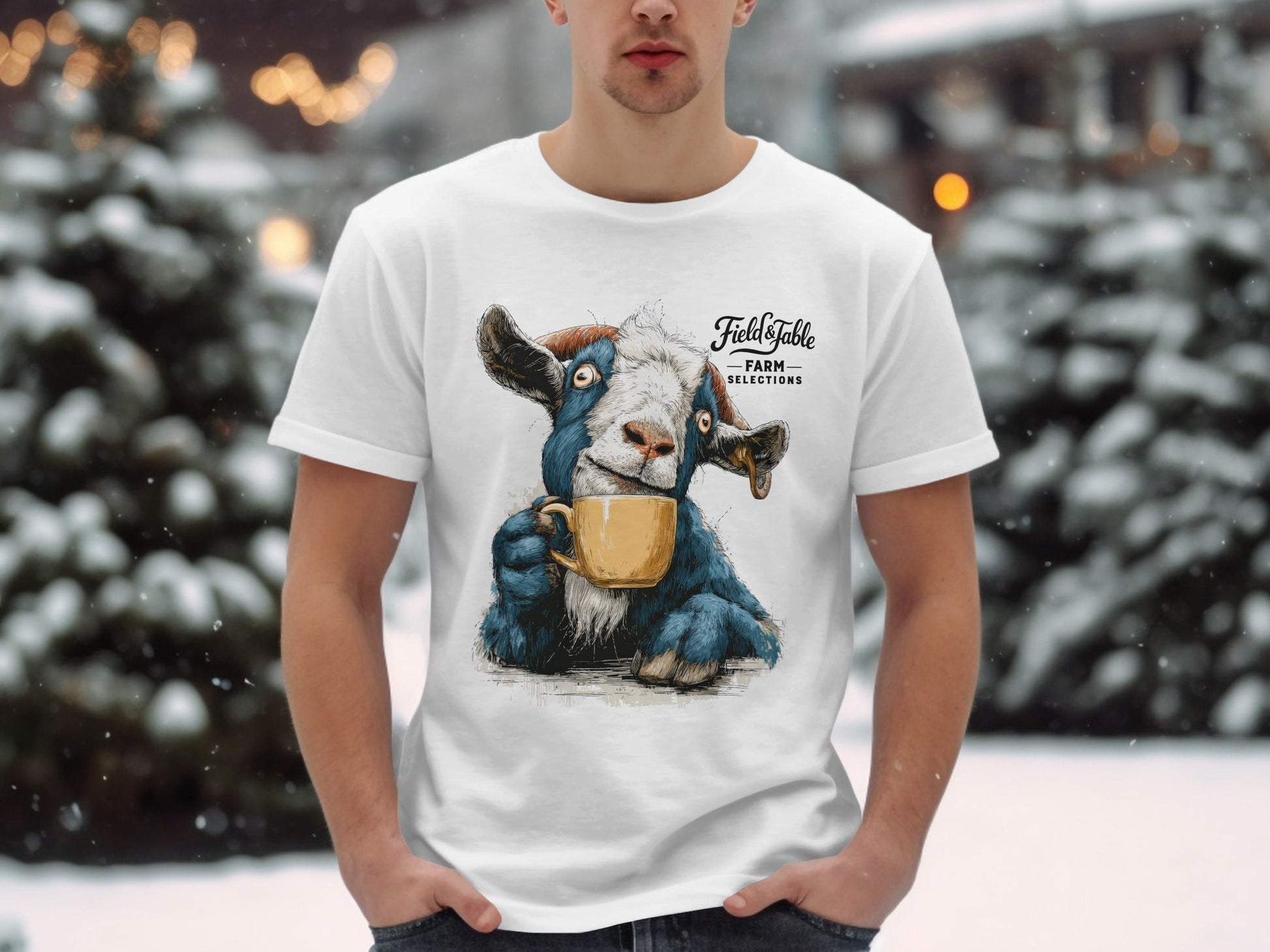 RMA APPAREL Farm Goat Coffee Unisex T-Shirt Sizes S to 5XL T-Shirt - Field&Fable White T-Shirt - RMA APPAREL - Roclla Media Apparel Store