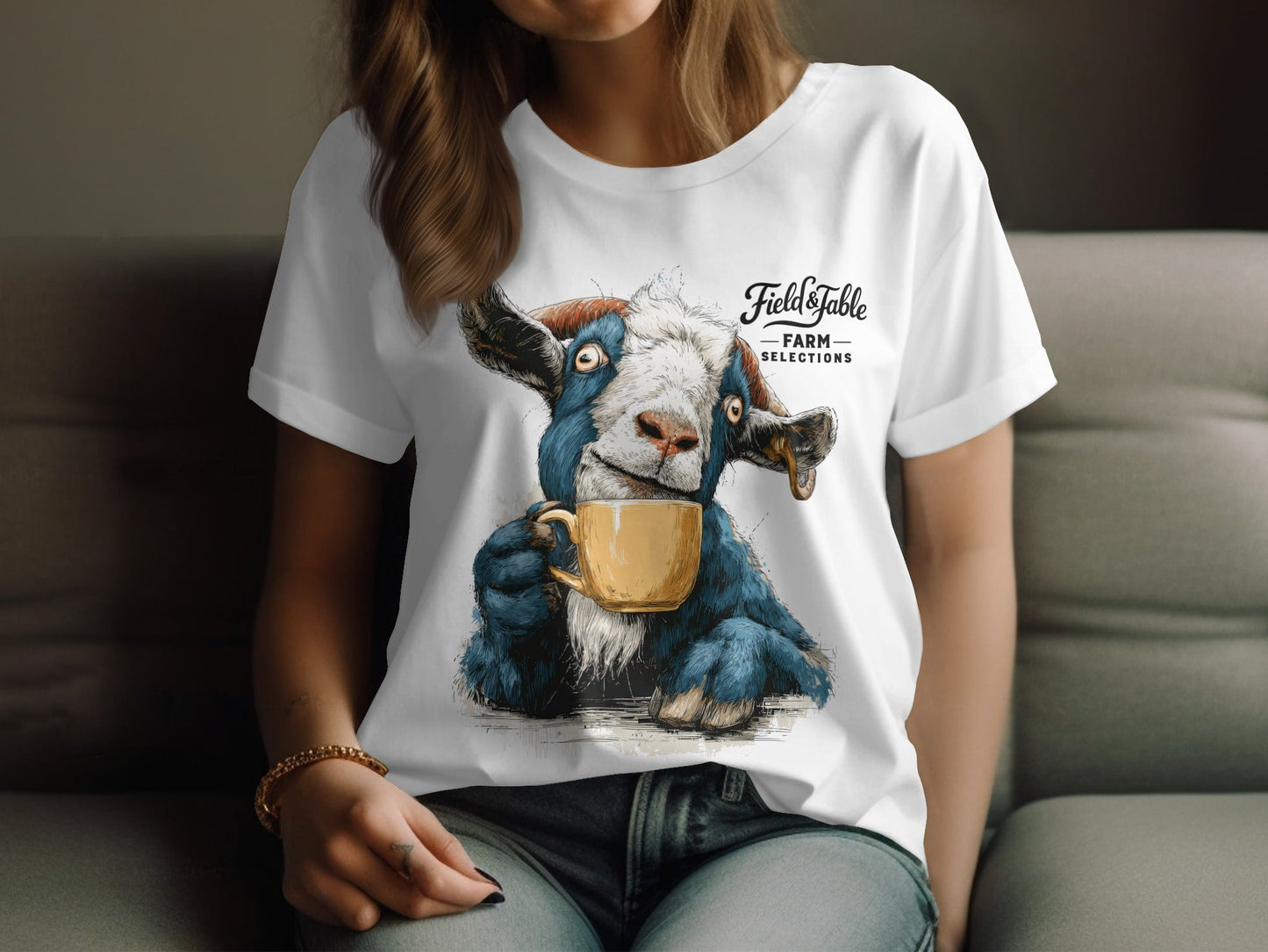 RMA APPAREL Farm Goat Coffee Unisex T-Shirt Sizes S to 5XL T-Shirt - Field&Fable White T-Shirt - RMA APPAREL - Roclla Media Apparel Store