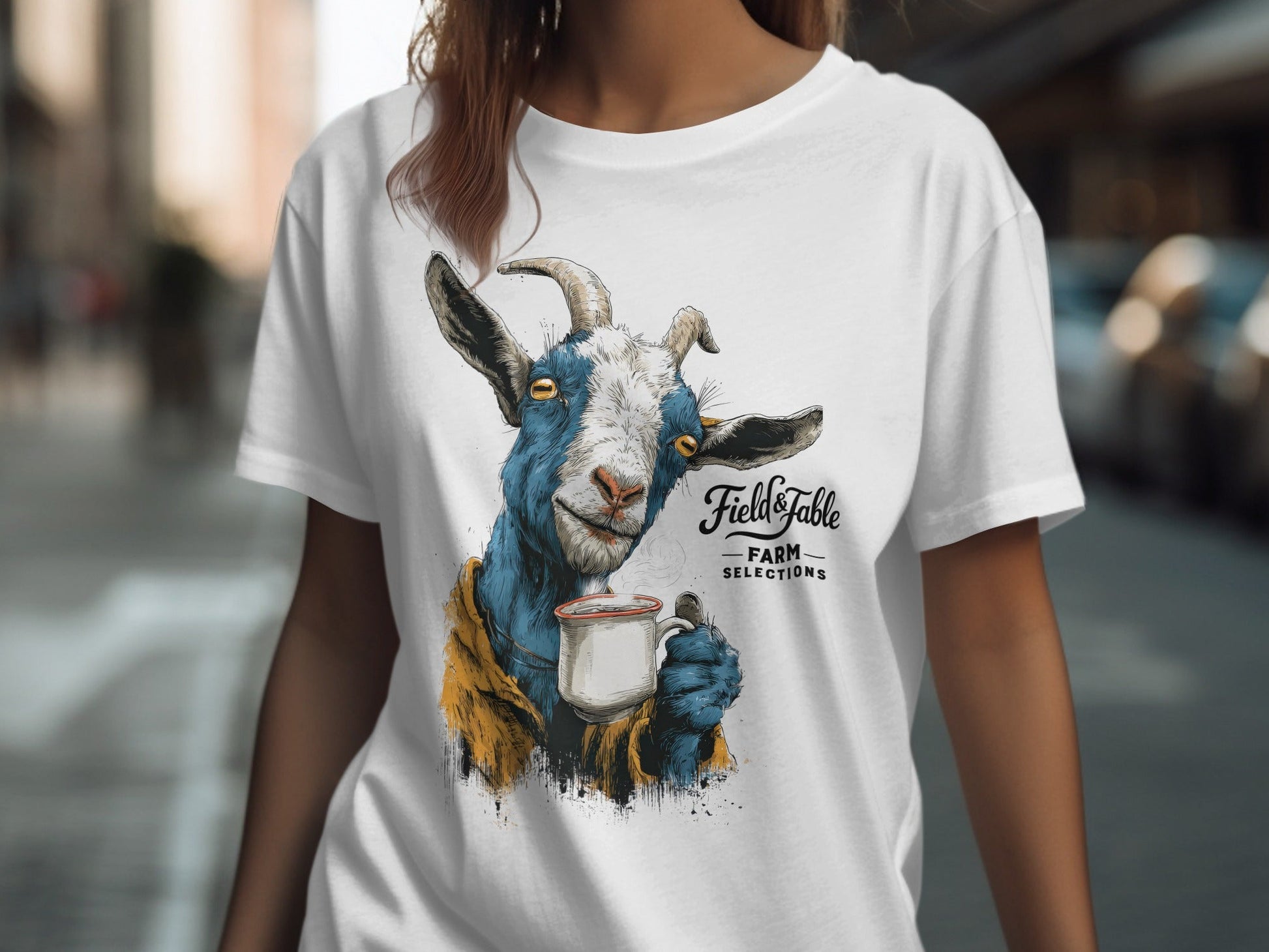 RMA APPAREL Farm Selections Goat Graphic Design T-Shirt - Field&Fable White T-Shirt - RMA APPAREL - Roclla Media Apparel Store