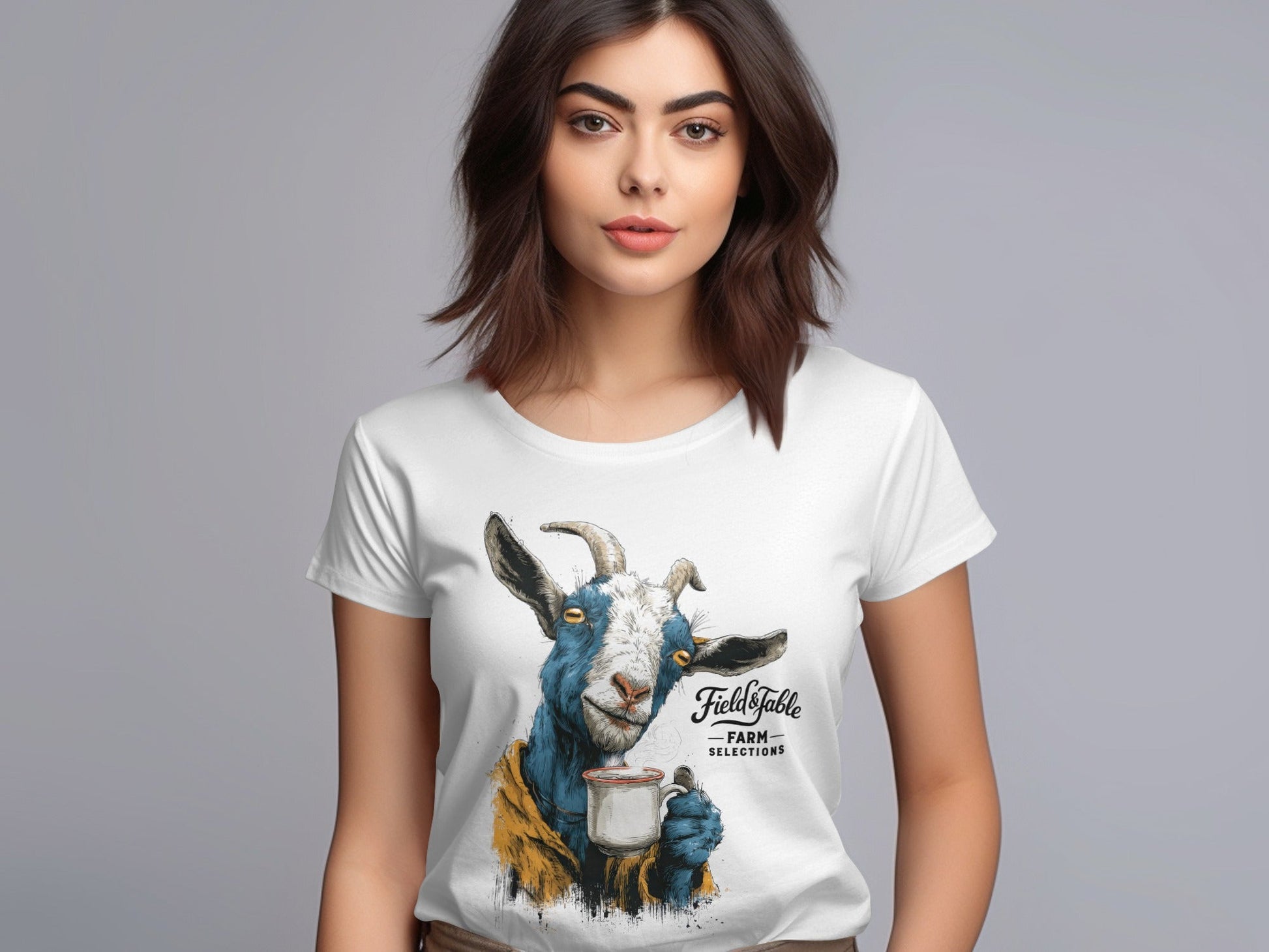 RMA APPAREL Farm Selections Goat Graphic Design T-Shirt - Field&Fable White T-Shirt - RMA APPAREL - Roclla Media Apparel Store