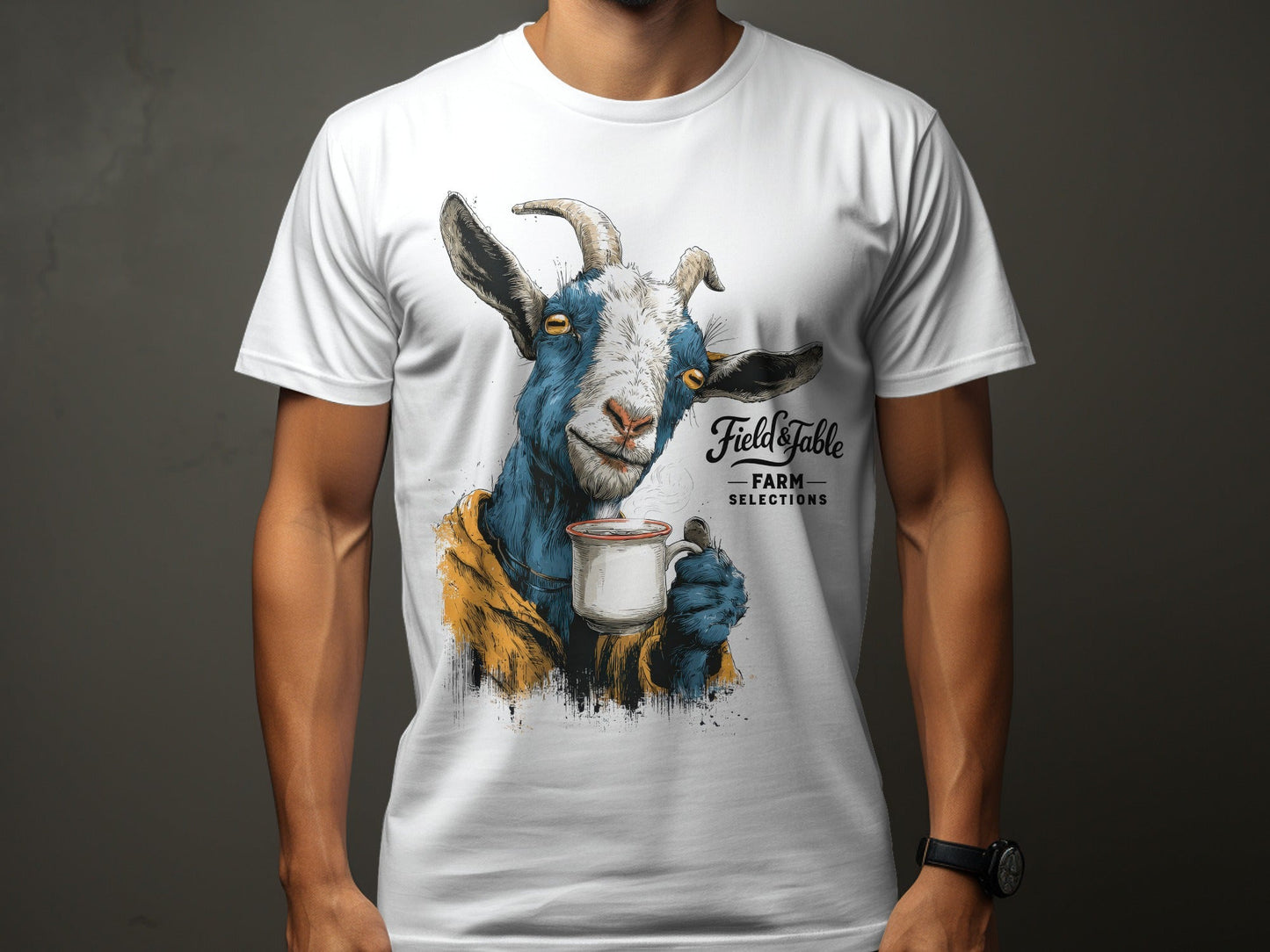 RMA APPAREL Farm Selections Goat Graphic Design T-Shirt - Field&Fable White T-Shirt - RMA APPAREL - Roclla Media Apparel Store