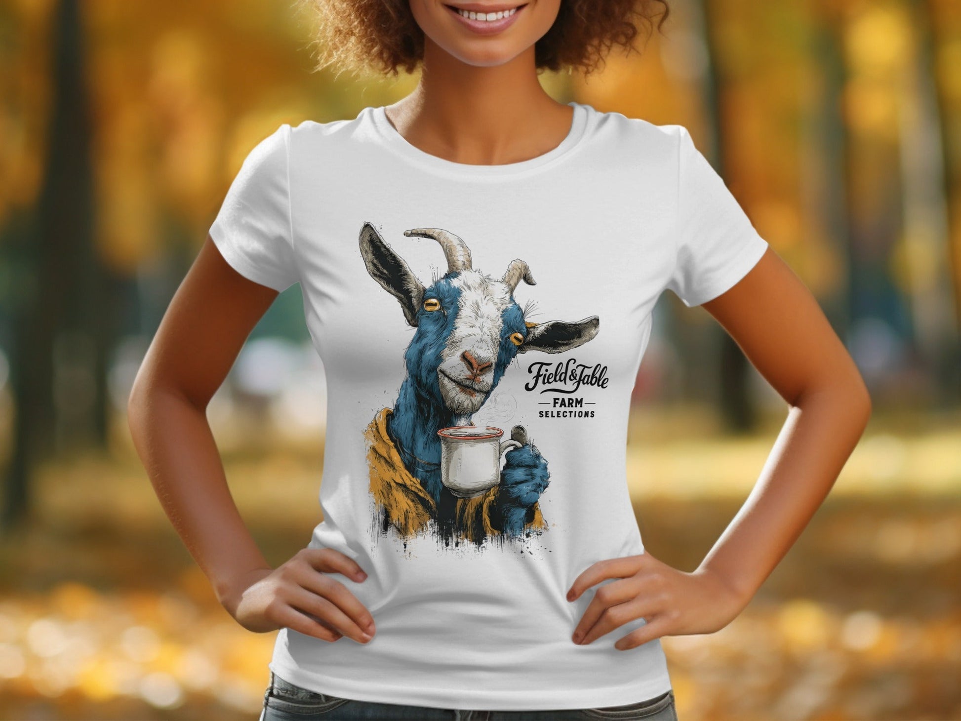 RMA APPAREL Farm Selections Goat Graphic Design T-Shirt - Field&Fable White T-Shirt - RMA APPAREL - Roclla Media Apparel Store