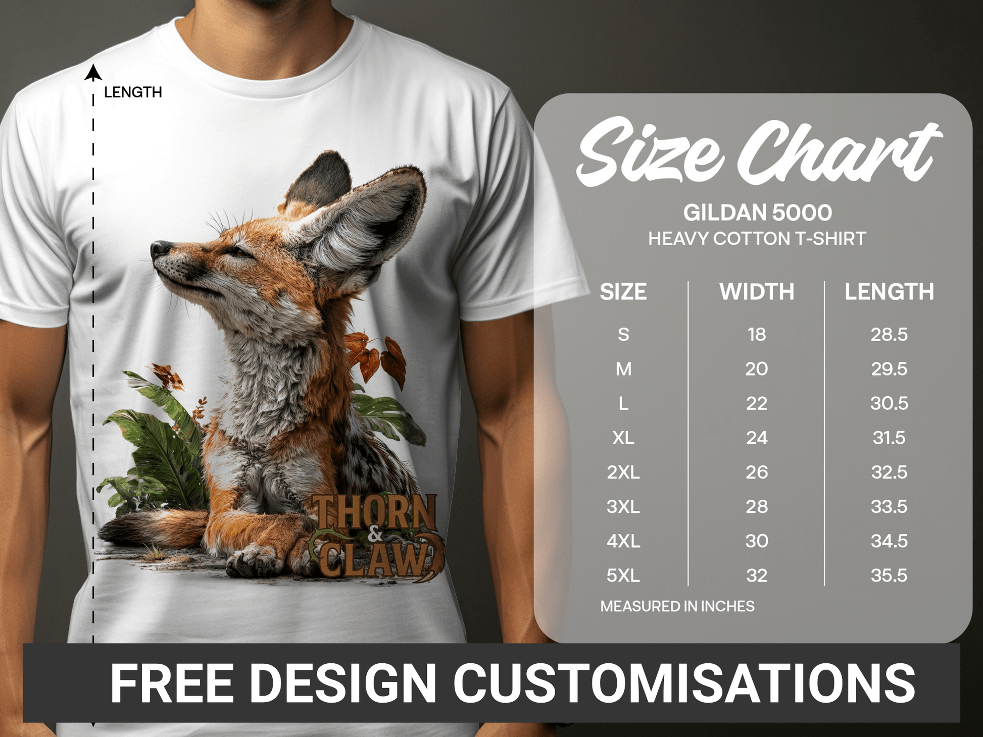 RMA APPAREL Fennec Fox Wildlife Unisex Sizes S to 5XL T-Shirt - Thorn & Claw White T-Shirts - RMA APPAREL - Roclla Media Apparel Store