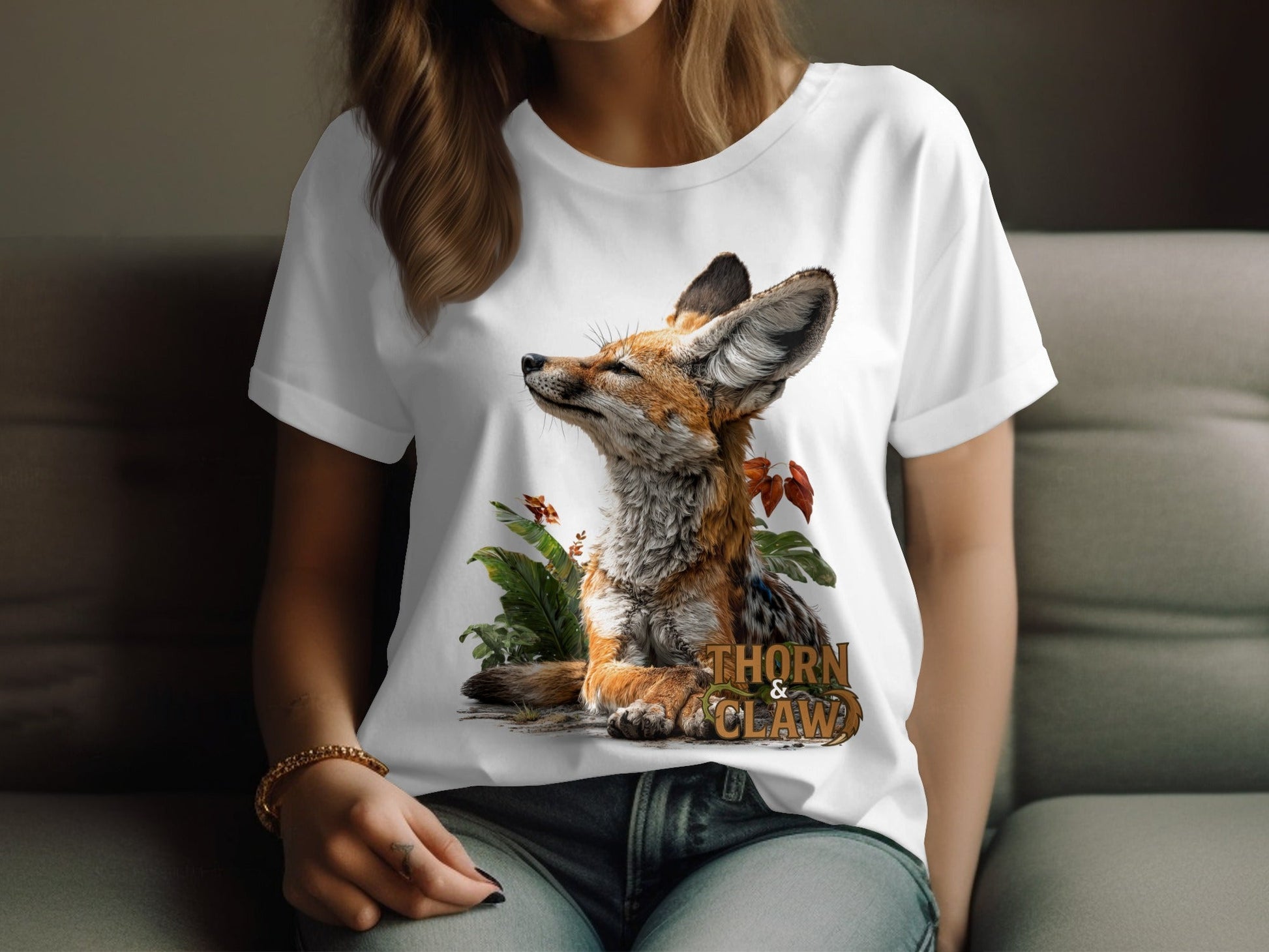 RMA APPAREL Fennec Fox Wildlife Unisex Sizes S to 5XL T-Shirt - Thorn & Claw White T-Shirts - RMA APPAREL - Roclla Media Apparel Store
