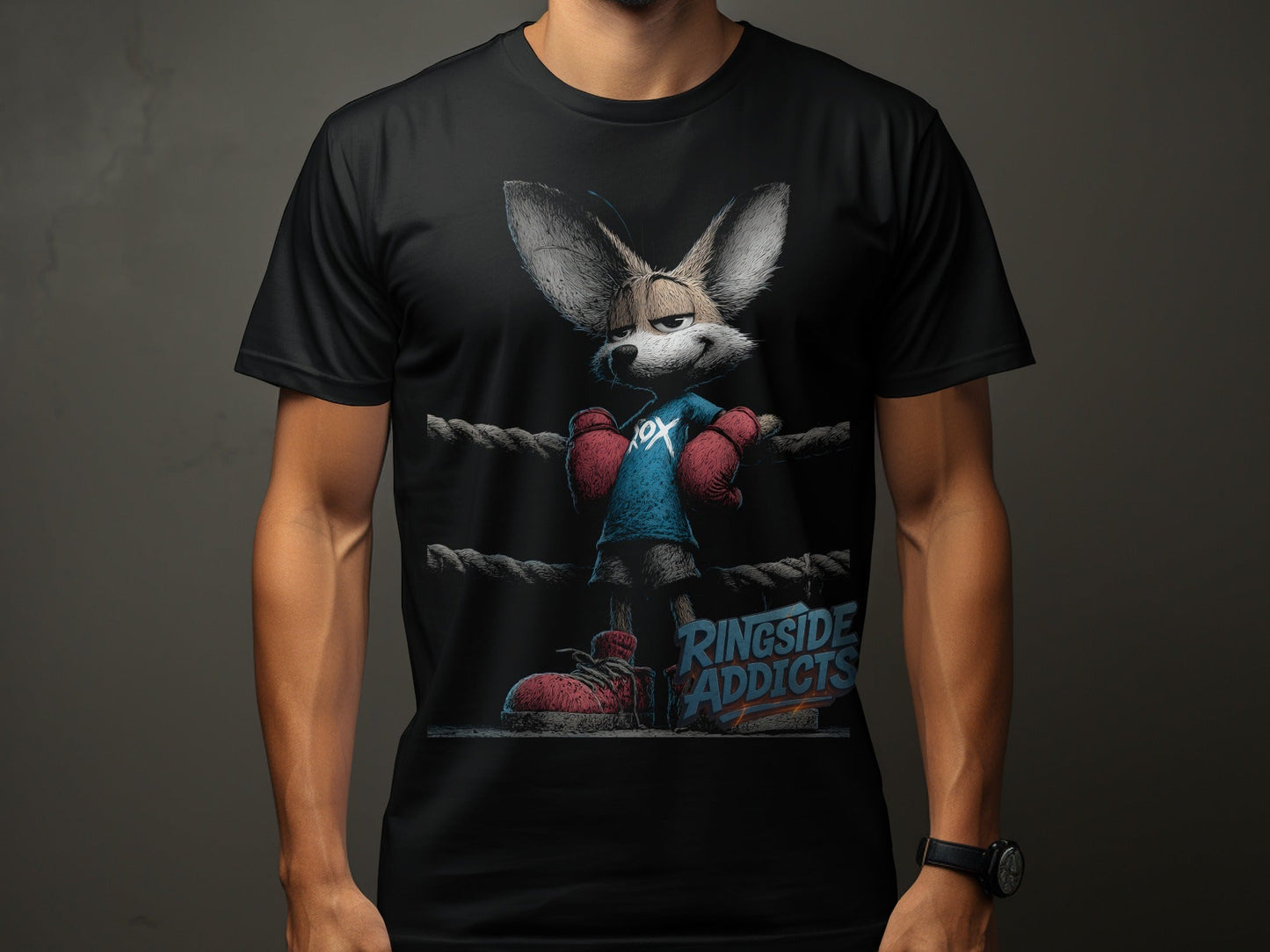 RMA APPAREL Fox Boxing Ringside Addicts Unisex T-Shirt - Ringside Addicts White T-Shirt - RMA APPAREL - Roclla Media Apparel Store