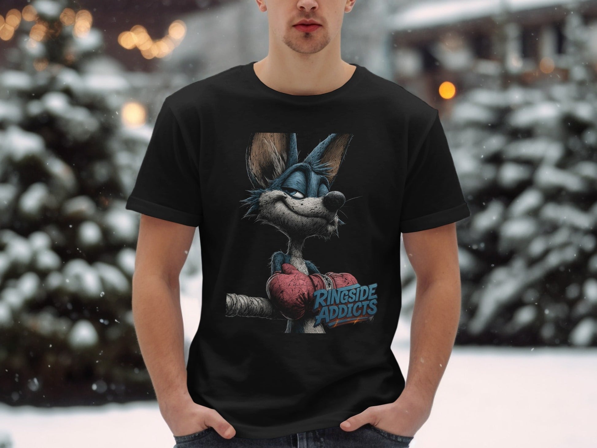 RMA APPAREL Fox Boxing with Ringside Addicts Unisex T-Shirt - Ringside Addicts White T-Shirt - RMA APPAREL - Roclla Media Apparel Store