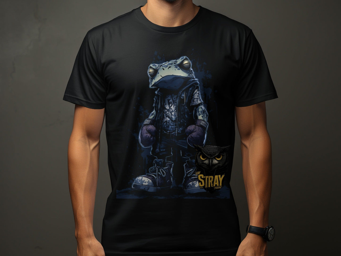 RMA APPAREL Frog Boxer with Owl Design Unisex Sizes T-Shirt - Stray Theory White T-Shirts - RMA APPAREL - Roclla Media Apparel Store