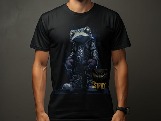 RMA APPAREL Frog Boxer with Owl Design Unisex Sizes T-Shirt - Stray Theory White T-Shirts - RMA APPAREL - Roclla Media Apparel Store
