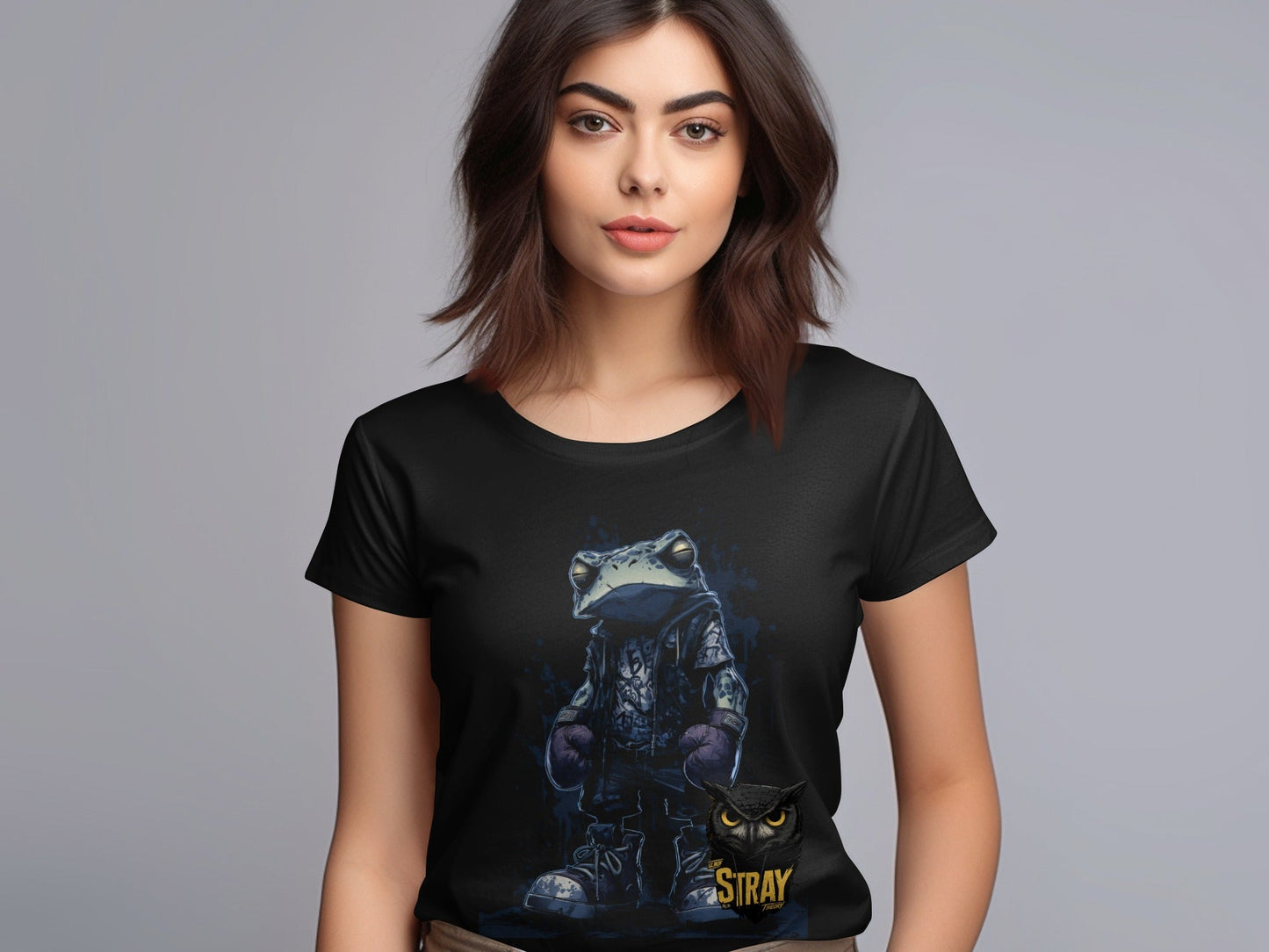 RMA APPAREL Frog Boxer with Owl Design Unisex Sizes T-Shirt - Stray Theory White T-Shirts - RMA APPAREL - Roclla Media Apparel Store