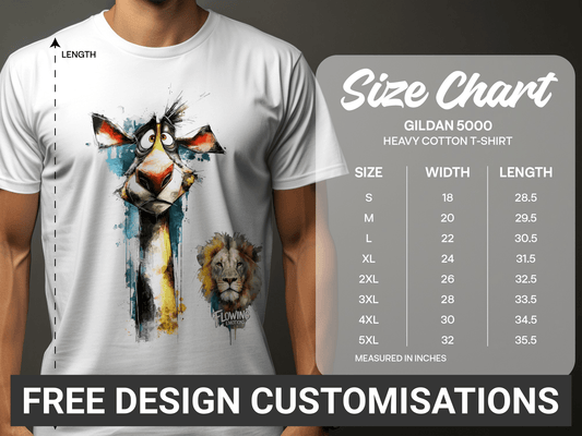 RMA APPAREL Giraffe And Lion Wildlife Art Mens T-Shirt sizes - Flowing Emotions White T-Shirts - RMA APPAREL - Roclla Media Apparel Store