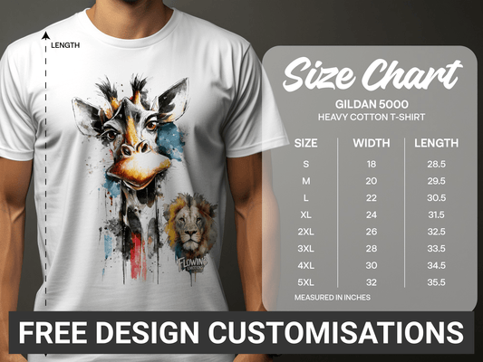 RMA APPAREL Giraffe and Lion Wildlife Art Unisex T-Shirt - Flowing Emotions White T-Shirts - RMA APPAREL - Roclla Media Apparel Store