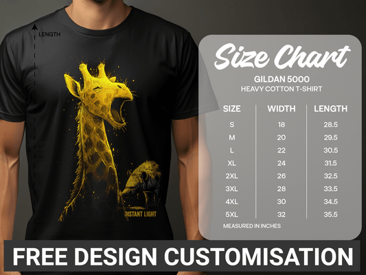 RMA APPAREL Giraffe Golden Illustration Graphic Unisex T-Shirt - Distant Light White T-Shirts - RMA APPAREL - Roclla Media Apparel Store