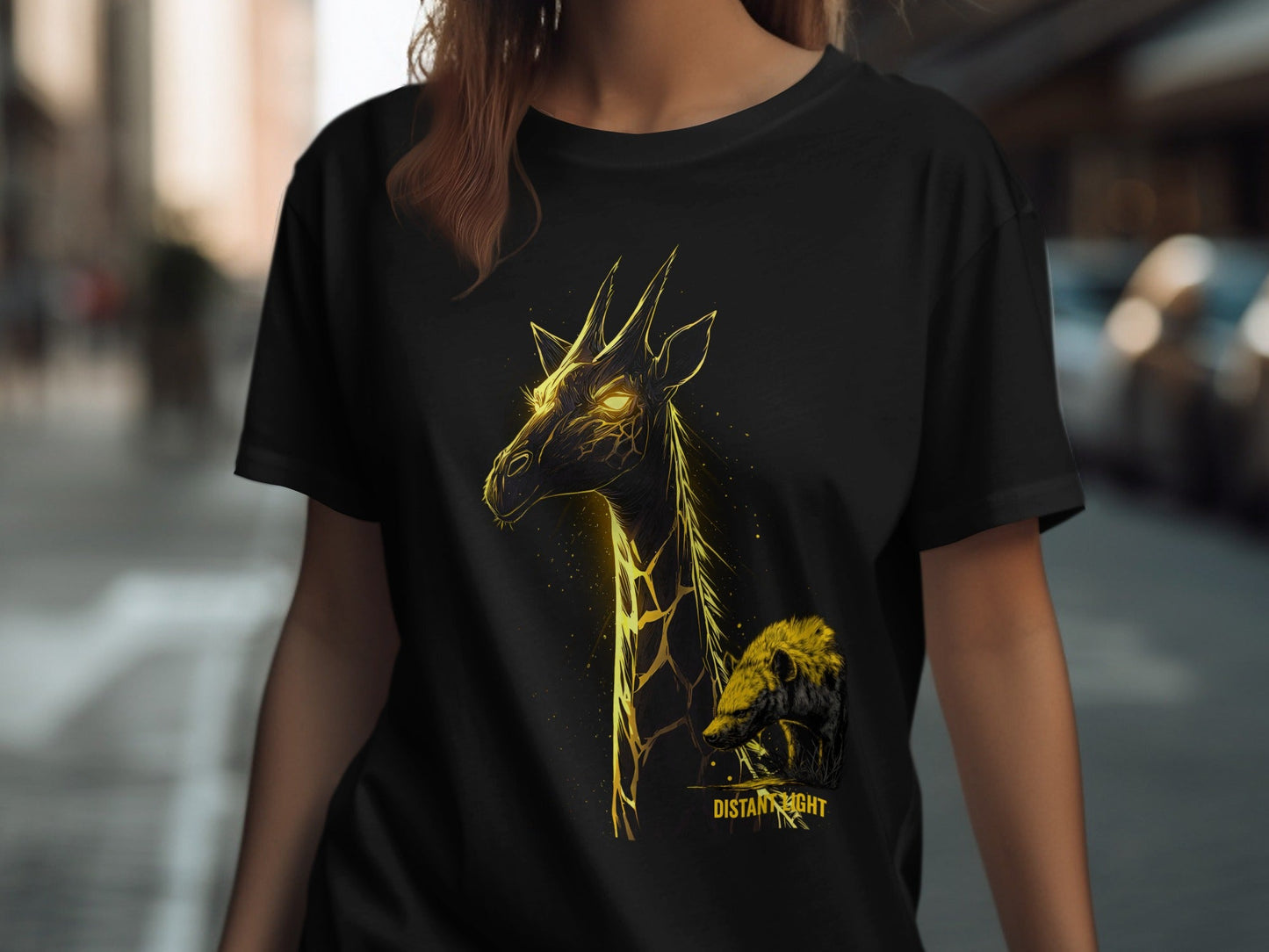 RMA APPAREL Giraffe illustration Graphic Art Sizes S to 5XL T-Shirt - Distant Light White T-Shirts - RMA APPAREL - Roclla Media Apparel Store