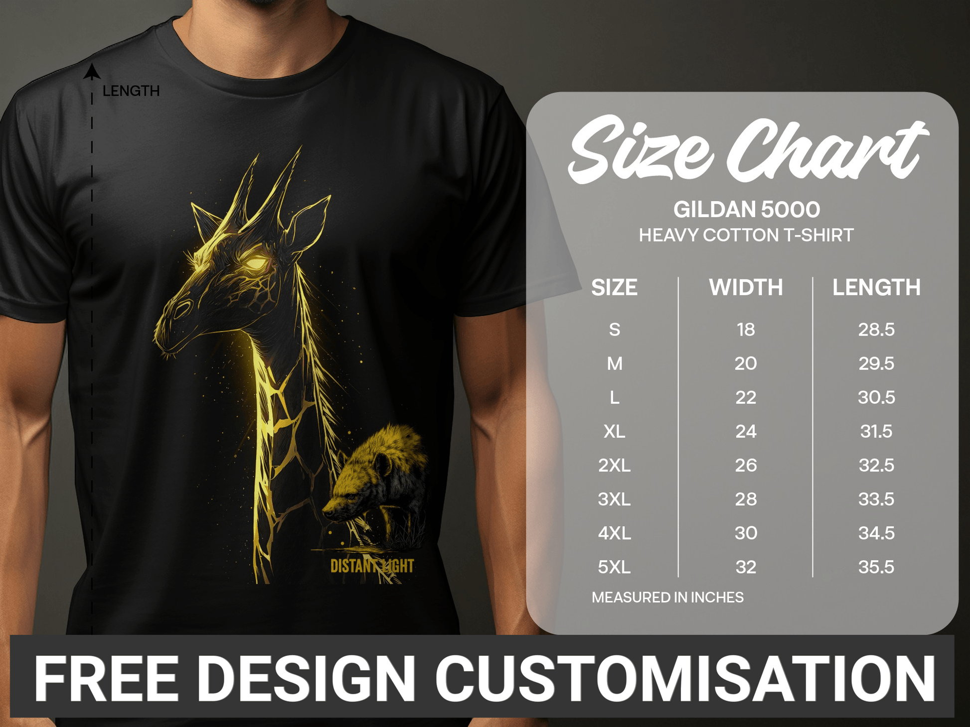 RMA APPAREL Giraffe illustration Graphic Art Sizes S to 5XL T-Shirt - Distant Light White T-Shirts - RMA APPAREL - Roclla Media Apparel Store