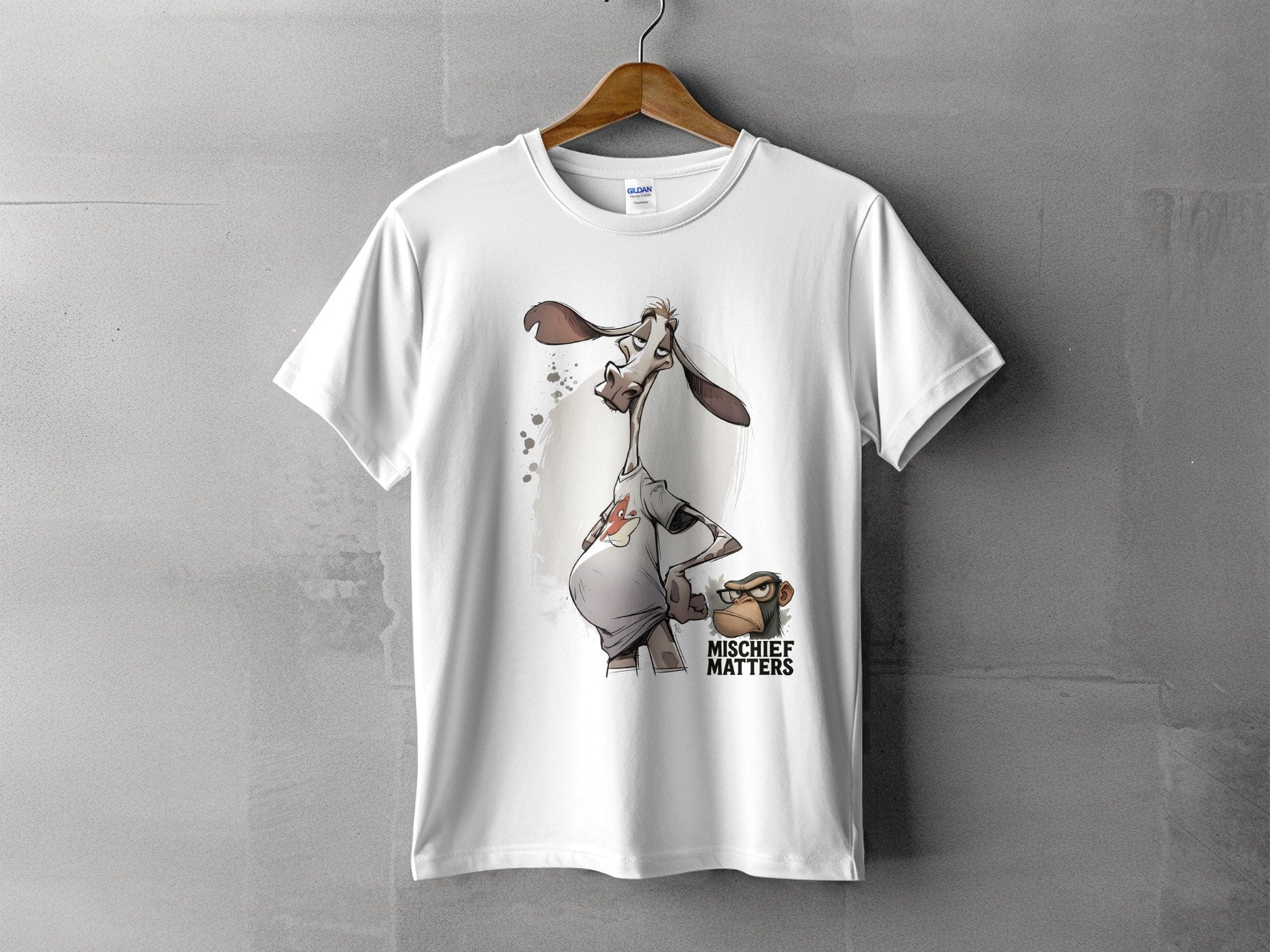 RMA APPAREL Giraffe T-Shirt, Funny Animal Tee, S - 5XL, Unisex Gift - Mischief Matters White T-shirt - RMA APPAREL - Roclla Media Apparel Store