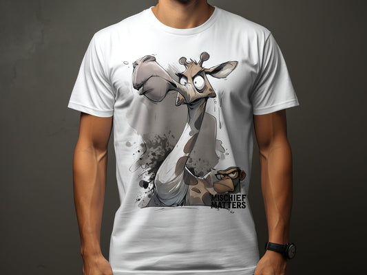 RMA APPAREL Giraffe T-Shirt, Funny Giraffe Shirt, Sizes S to 5XL - Mischief Matters White T-shirt - RMA APPAREL - Roclla Media Apparel Store