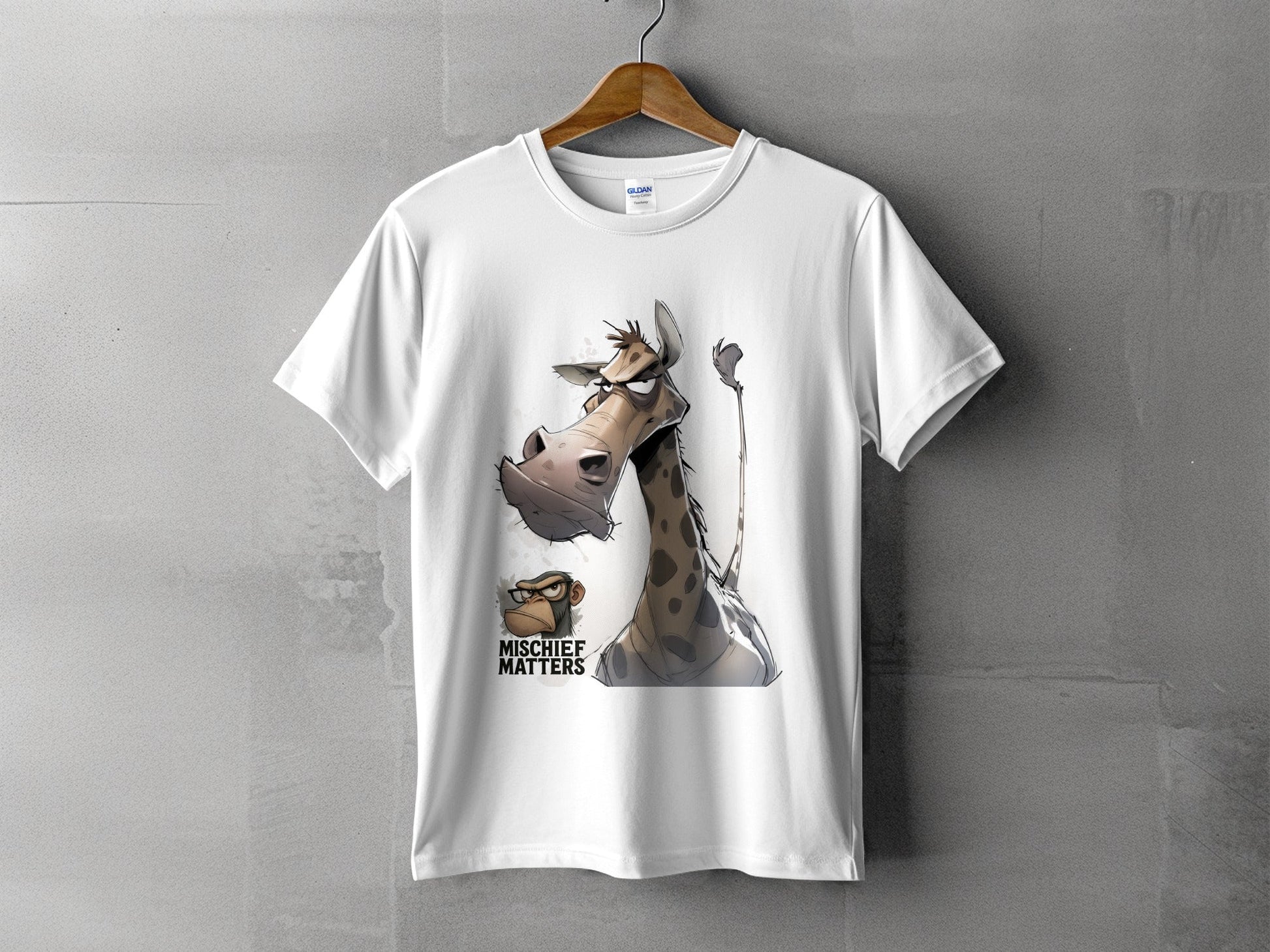 RMA APPAREL Giraffe T-Shirt S to 5XL, Funny Animal Tee, Unisex Shirt - Mischief Matters White T-shirt - RMA APPAREL - Roclla Media Apparel Store