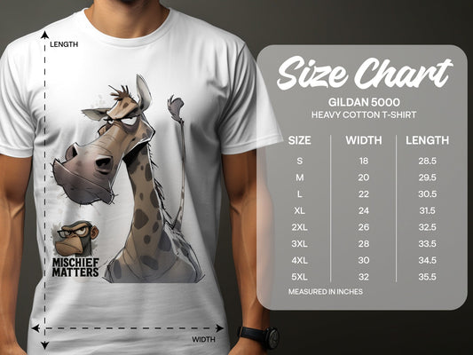 RMA APPAREL Giraffe T-Shirt S to 5XL, Funny Animal Tee, Unisex Shirt - Mischief Matters White T-shirt - RMA APPAREL - Roclla Media Apparel Store