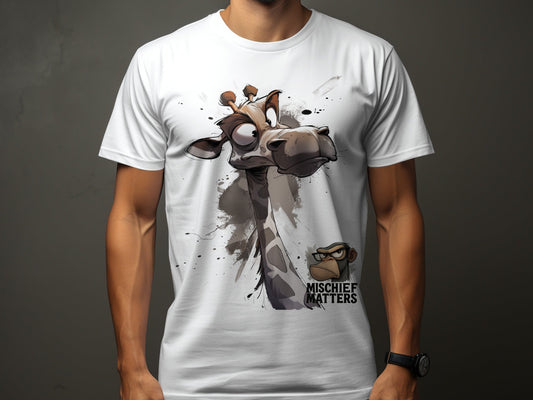 RMA APPAREL Giraffe T-Shirt S to 5XL, Unisex Giraffe Shirt, Wildlife Tee - Mischief Matters White T-shirt - RMA APPAREL - Roclla Media Apparel Store